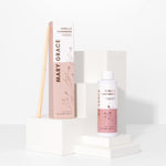 Mary Grace Vanilla Cashmere diffuser set on a white background