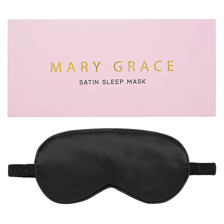 Luxe Satin Sleep Mask Black Eye Mask Mary Grace Satin Mask