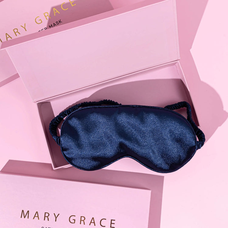 Luxe Satin Sleep Mask Navy Eye Mask Mary Grace Satin Mask